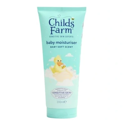 Image of Childs Farm Baby Moisturiser, Soft Scent Moisturising &amp; Hydrating Suitable for Newborns with Dry, Sensitive Eczema prone Skin, 200ml