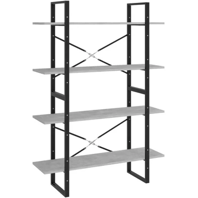 Image of vidaXL 4 Tier Book Cabinet Concrete Grey 100x30x140 cm Engineered Wood