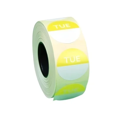 Image of We Can Source It Ltd Yellow Day Dots Food Labels Tuesday 20mm Hygiene for Commercial Kitchens, Restaurants Roll of 1000 Stickers Per Pack