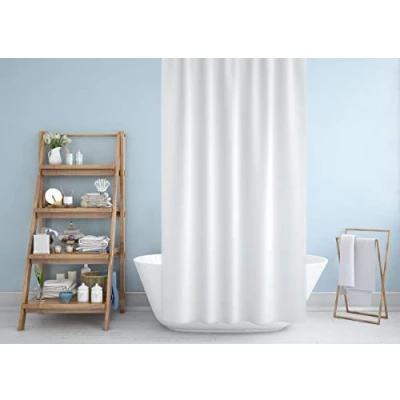 Image of beytug Extra long and wide Fabric Shower Curtain 240cm x 200cm (White)