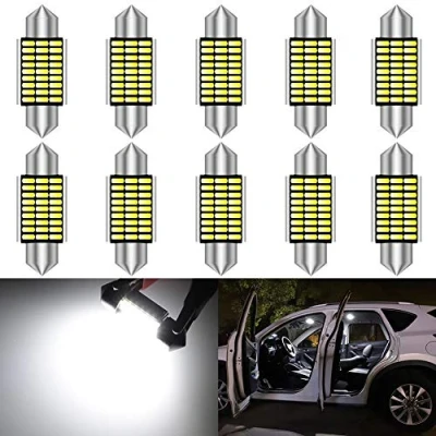 Image of KATUR 36mm Festoon C5W Led Bulbs 6000K White Light Super Bright Chipsets Canbus Error Free for 6418 6461 6486X 6411 6451 Interior Dome License Plate Door Lights (10pcs,White)