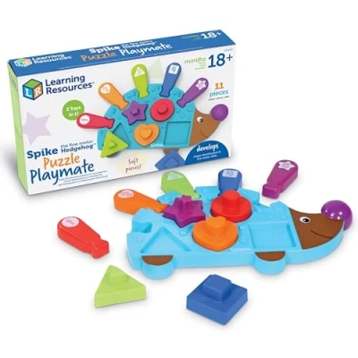 Image of Learning Resources LER9103 Spike Hedgehog Playmate, 2 in 1 Sorter and Puzzle, Shape Recogniton, Colour Recognition, Numbers, Plus Preschool Fine Motor Logic, Ages 18 Months+, Multi