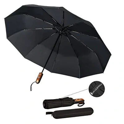 Image of von Lilienfeld® Windproof Teflon Coated Folding Umbrella Automatic Open and Close Slightly Stable Clark, dark green, L88/D100,