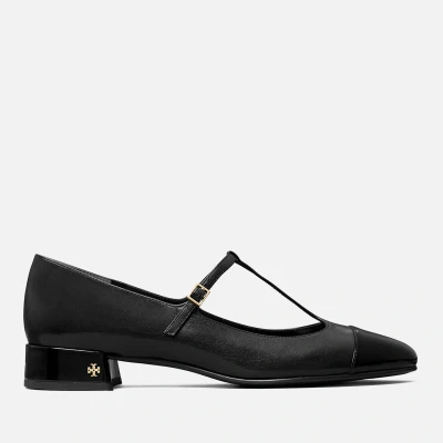 Image of Tory Burch Captoe T strap ballet Ankle pumps, Women&#039;s, Size: 8.5, Perfect black Leather