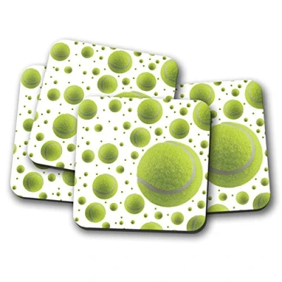 Image of 4 Set Funky Tennis Balls Coaster Ball Sports Yellow Kids Dad Fun #8693