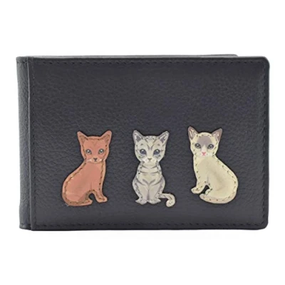 Image of Mala Leather Best Friends Sitting Cats ID/Travel Card Holder RFID 656 65 (Navy)