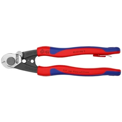 Image of KNIPEX 95 62 190 T BKA Tools Wire Rope Cutters, Multi Component, Tethered Attachment (9562190TBKA)