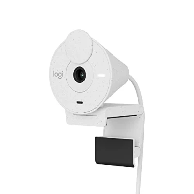 Image of Logitech Brio 300 Full HD Webcam with Privacy Shutter, Noise Reduction Microphone, USB C, Ceritified for Zoom, Microsoft Teams, Google Meet, Auto Light Correction, Streaming White