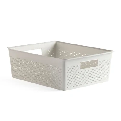 Image of TATAY Rectangular Organiser Box 12L Bohol, Polypropylene, BPA Free, 100% Recycled Plastic. White. Measures 30 x 39 13,5 cm