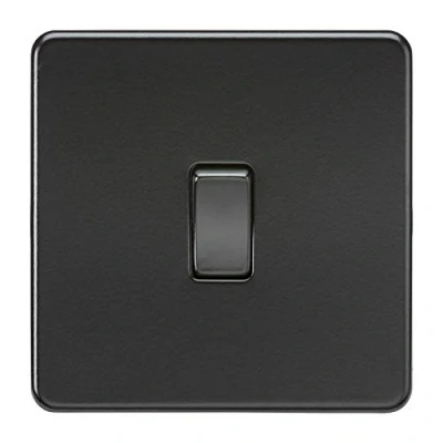 Image of KnightsBridge 10AX 1G DP Screwless Switch Matt Black