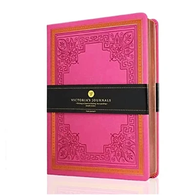 Image of Victoria`s Journals Vintage notebook, Classic A5 journal, Leather Hard Cover, Hardback Quality design Diary (Pink)