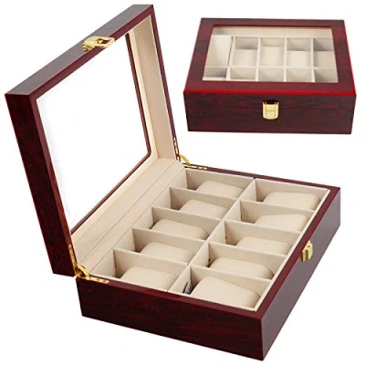 Image of Walgreen® Watch Display Storage Box Jewelry Collection Case Organiser Holder Wooden (10 Grids)