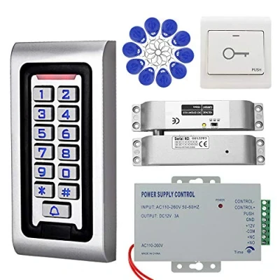 Image of KDL RFID Access Control System Kit Waterproof Controller Keypad with DC 12V Electric Door Lock, Exit Release, for Single Wooden Glass Outdoor Use