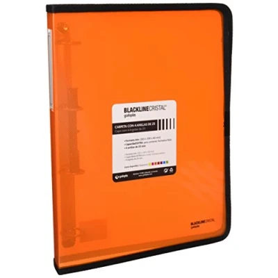 Image of Grafoplas Blackline Series 30120552 Ring Binder Orange A4+ Polypropylene 4 Rings 25 mm