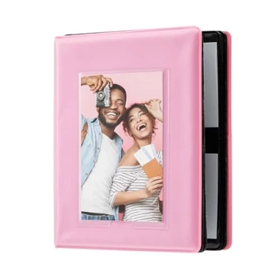 Image of ZINK 2x3 Mini Photo Album 64 Pocket w/Transparent Window Cover for Zero Ink Paper (Pink) Compatible w/Kodak, Lifeprint, Polaroid, HP, Canon, Fujifilm 2x3&quot; photos