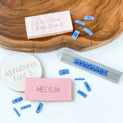 Image of LissieLou AlphaBakes Font 5 Medium Stamp Tiles Letters on a Bar Uppercase