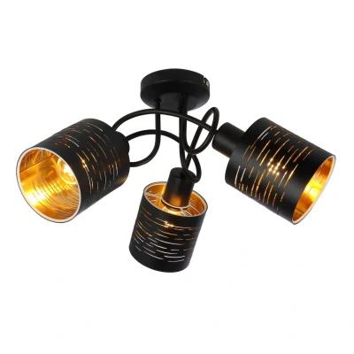 Image of Tunno Multi Arm Semi Flush Ceiling Lamp Black 3x E14