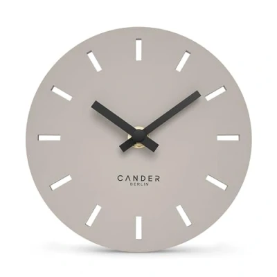 Image of Cander Berlin MNU 2515 P Table Clock Silent No Ticking 15 cm Analogue Battery Operated Warm Grey Modern MDF