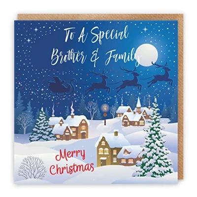 Image of Hunts England Brother And Family Christmas Card To A Special &amp; Merry Winter Wonderland Collection Fun