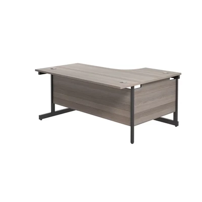 Image of Jemini Radial Left Hand Single Upright Cantilever Desk 1800x1200x730mm Grey Oak/Black KF819783