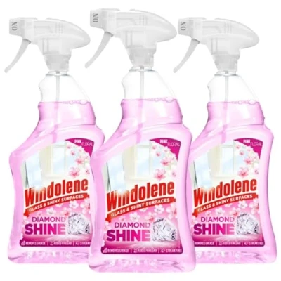Image of Windolene Diamond Shine Window &amp; Glass Spray Cleaner Pink 750ml Bulk Buy 3 Pack