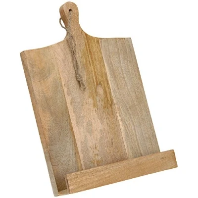 Image of Wooden Chopping Board Shape Cook Cookery Book Recipe Holder Reading Stand Rest