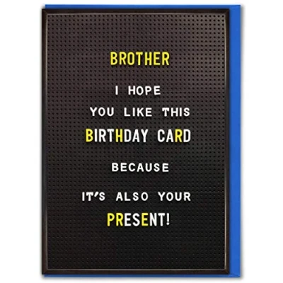 Image of Brainbox Candy Funny Brother Birthday Card &#039;Brother Present&#039; Great Novelty Joke Cards For Siblings With A Sense Of Humour