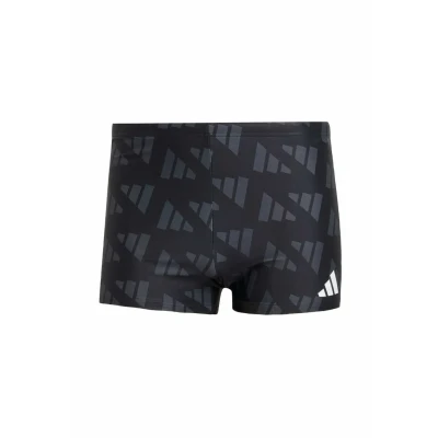 Image of adidas Men&#039;s Logo Graphic Swim Boxers, Black/Carbon, 36