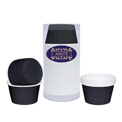 Image of AIMEITE Cupcake Cases Liners Paper Cake Baking Cups Muffin Greaseproof Wrappers 50 pcs (Black)