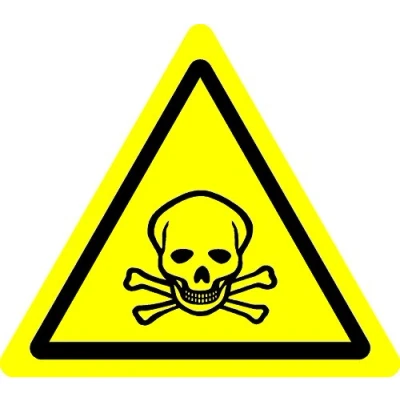 Image of ISO Safety Label Sign International Warning Toxic Material Symbol Self Adhesive Sticker 50mm Diameter