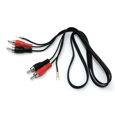 Image of DRUT 1.2m RCA to Twin Phono Audio Cable With Earth Lead for Turntable Mixer 4ft