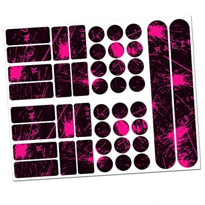 Image of Finest Folia 34 Piece Bicycle Frame Protective Film Sticker MTB BMX Chain Paint Protection (05 Racing Neon Pink)