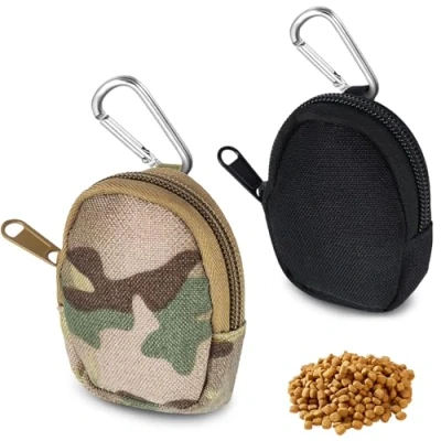 Image of Fuletooye 2 Pcs Small Dog Treat Pouch, Hand Free Bag, Waterproof Snack Pouch Training Pocket Size Pet Travel Walking Walk Treats with Mezzanine and Carabiner