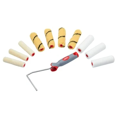 Image of ProDec 11 piece Assorted 4 inch Mini Paint Rollers and Frame for a Smooth Finish with Emulsion, Gloss, Satin, Varnish, Woodstain on Interior Walls, Ceilings, Wood, Metal, 4&quot;