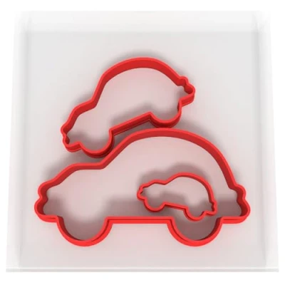Image of JUST Cutters Car Shape Set of 3 Plastic Cutter for Baking, Fondant, Clay, Pastry, Icing, Jewellery (3/5/8CM)