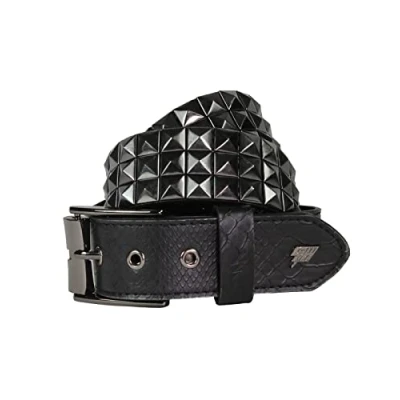 Image of Lowlife Triple S Studded Leather Belt in Black and Snakeskin size 36&quot; 38&quot; Waist (L)