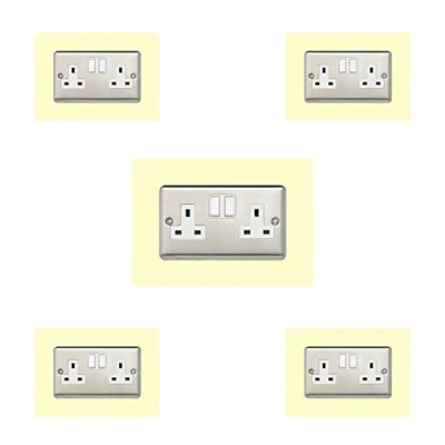 Image of Ewolds 5x Double Socket Surround, Acrylic Back Panel or Plate, Protect Wall from Finger Prints, font colour:ivory