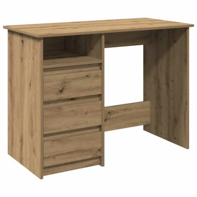 Image of vidaXL Desk Artisan Oak 102x50x75 cm Writing/Computer/Study with Ample Storage for Home Office/Living Room Modern Design, Engineered Wood Spacious Tabletop