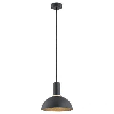 Image of Sines 22cm Dome Pendant Ceiling Light Black Structure, Brass Elements