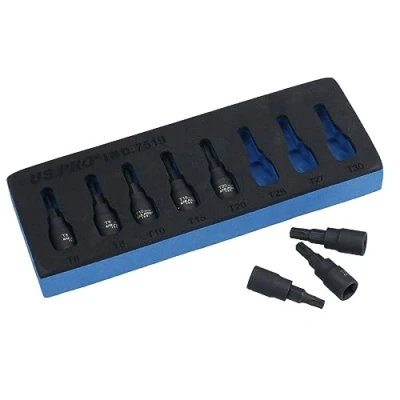 Image of 1/4in Drive Male Torx Star Impacted Impact Shallow Sockets T6 T30 8pc Set