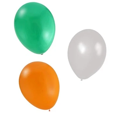 Image of 30 IRELAND EURO 2016 BALLOONS GREEEN, WHITE AND ORANGE 12&quot; METALIC LATEX