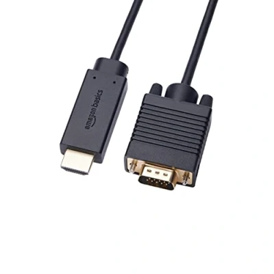 Image of Amazon Basics HDMI (Source) to VGA (Display) Cable (NOT Bidirectional), Gold Plated, 6 feet, Black