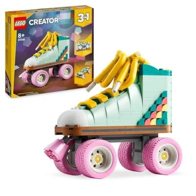 Image of LEGO Creator 3in1 Retro Roller Skate to Mini Skateboard Toy Boom Box Radio, Set for 8 Plus Year Old Girls, Boys &amp; Kids, Great Desk Decoration or Bedroom Accessories, Gifts Music Lovers 31148