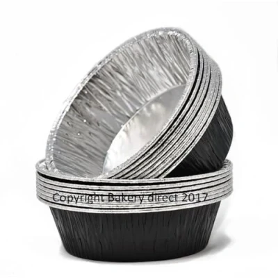 Image of Bakery Direct 130 Round Aluminium foil Pukka Pie foils/Dishes in 5 Colours! (Black)