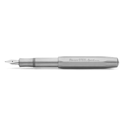 Image of Kaweco Steel SPORT Fountain Pen I Exclusive Stainless for Ink Cartridges Including Retro Metal Box 16.5 cm Nib: EF (Extra Fine)