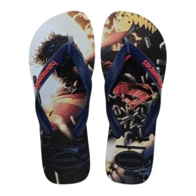 Image of Havaianas Top Herois DC Unisex Adult Flip Flops Color: Blue/Navy Blue/Red Size: 6/7 UK