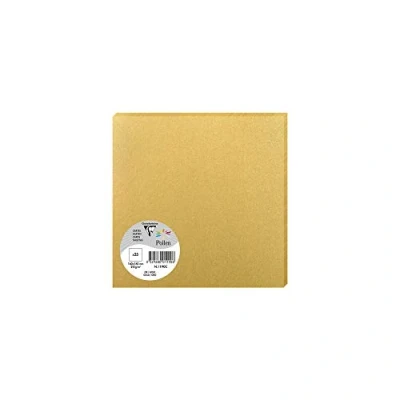 Image of Clairefontaine Ref 1190C Pollen Iridescent Card (Pack of 25 Sheets) 160 x 160mm Sized, 210gsm Grained Card, Acid Free, Inkjet &amp; Laser Printer Compatible Gold