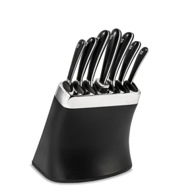 Image of Robert Welch Signature Knife Block Set. Includes Sharpening Steel and 6 Kitchen Knives Bread 22cm, Carving 23cm, Cook&#039;s 18cm, 14cm, Santoku 11cm, Paring 10cm