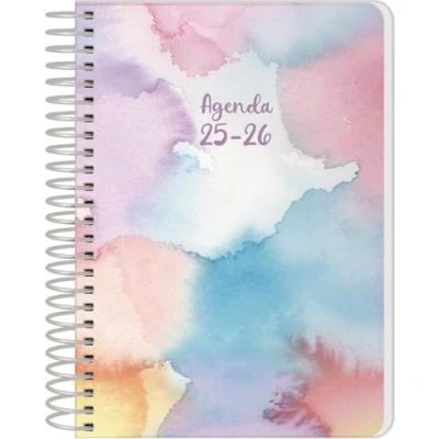 Image of Q Kalon School Agenda 2025 2026 Day Page, A6 Size (12x17 cm), Spanish and English, September to June, Spiral Binding, Flexible Cover with Protective Plastic Stain