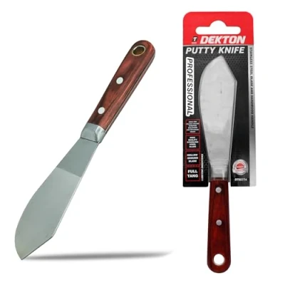 Image of Dekton Putty Knife High Quality Stainless Steel Blade, Hollow Ground for Precision, Hardwood Handle, Full Tang Design, Ideal Filling Cracks, Scraping Wallpaper, and Repairing Holes